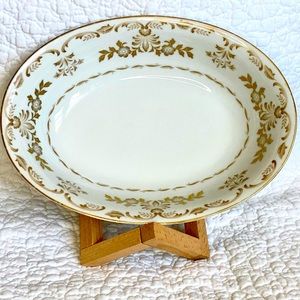 Vintage harmony house gold floral oval serving bowl
